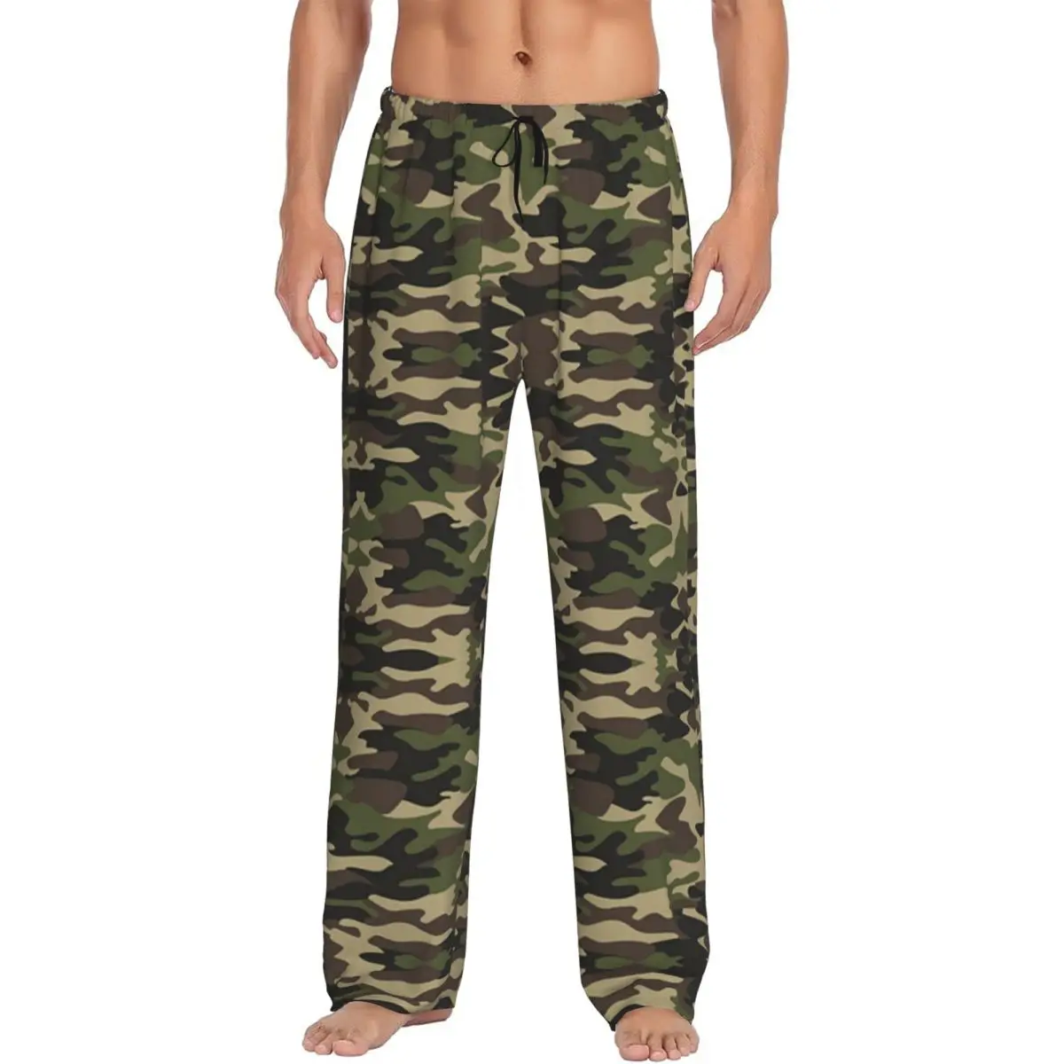 

Custom Army Camo Camouflage Pajama Pants Sleepwear for Men Elastic Waistband Military Tactical Sleep Lounge Bottoms with Pockets