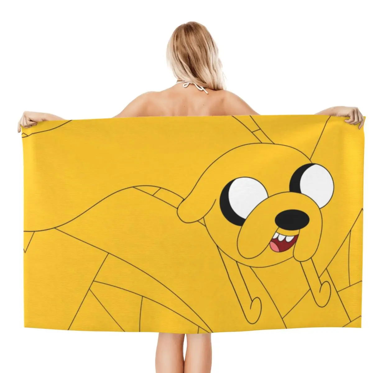 Custom Bendy Jake Bath Beach Towel Microfiber Adventure Time Travelling Swimming Camping Towels