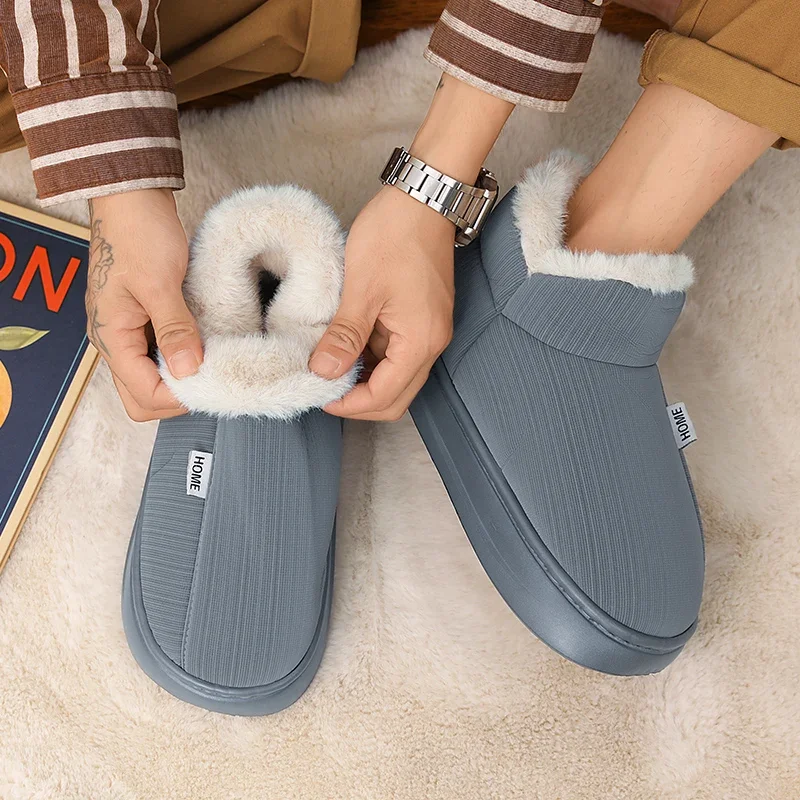 جديد الشتاء الثلوج الأحذية القطنية مع الصوف كبيرة الحجم شقة الانزلاق على نمط في الهواء الطلق الأحذية الدافئة داخلي وخارجي أحذية قطنية #1