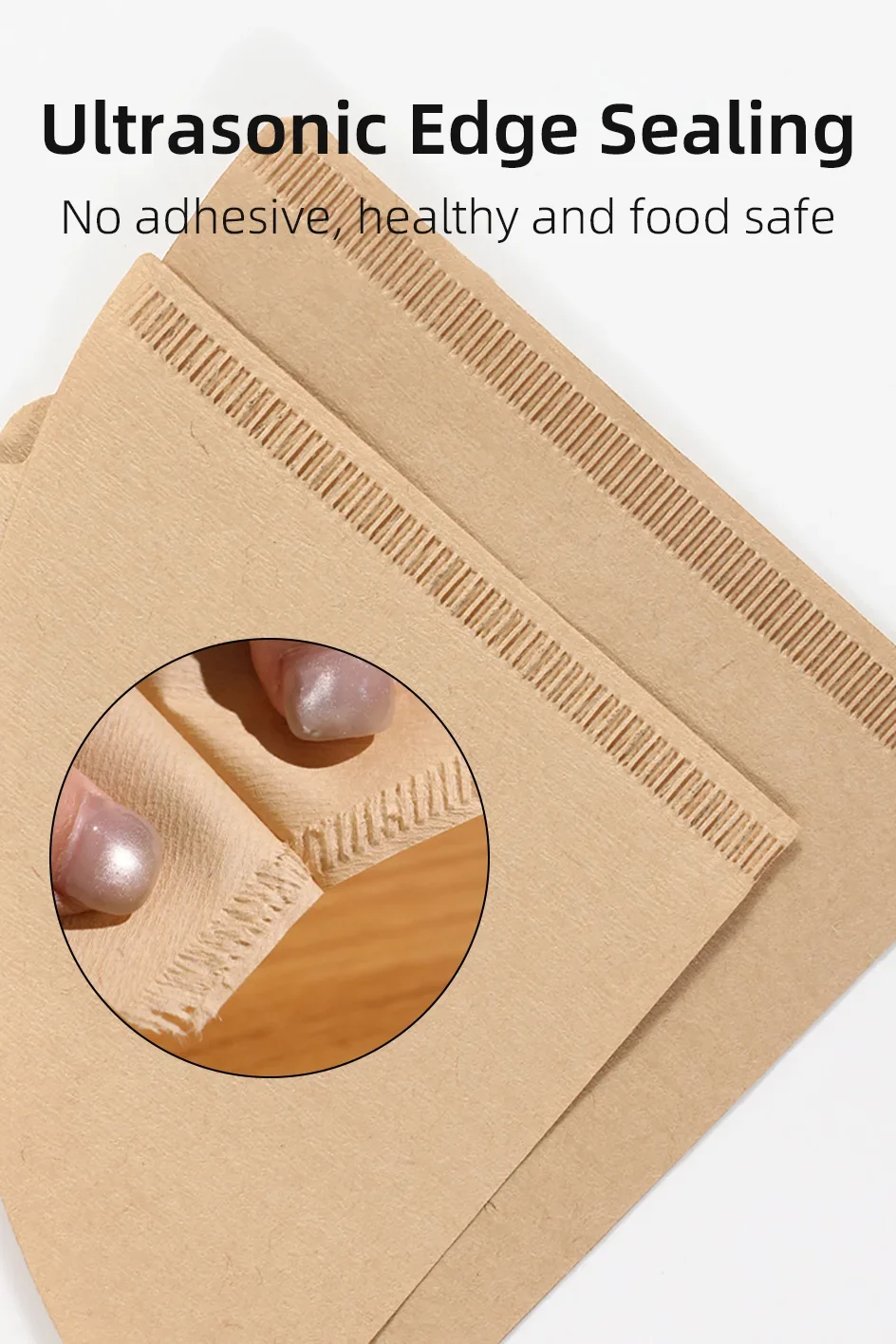 Ungebleichte Natürliche Holzfaser-Kaffeefilter, 60-Grad-Konus Pour-Over Tropfpapierfilter V01/V02, 40/100 Stück Packung – Detail 3