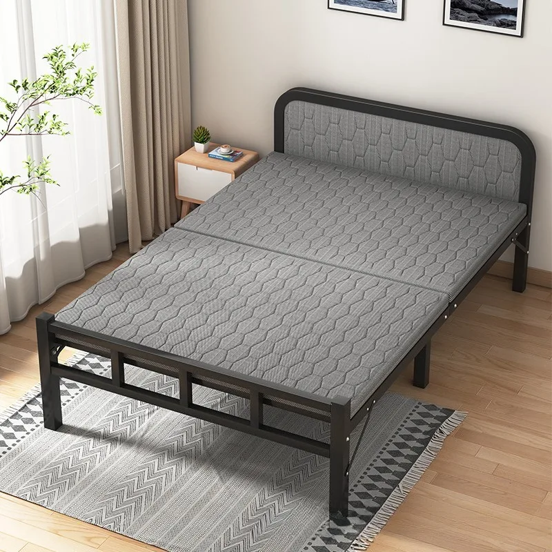 Single folding bed Office lunch break Household simple iron frame hard board bed Nap rental room escort bed Portable bed