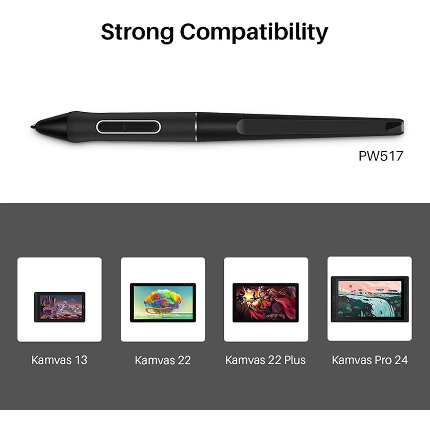 PW517 Digital Pen Battery-free Stylus Pen For Huion Kamvas 13 Kamvas Pro 24 Kamvas 22 Kamvas 22 Plus Graphics Drawing Pen