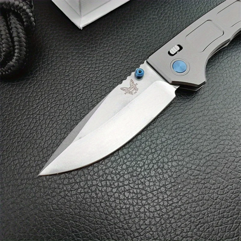 BM 748 Folding Knife D2 Blade Gray Aluminum Handle Outdoor Tactical Hunting Camping Hiking Portable EDC Knife With Pocket Clip