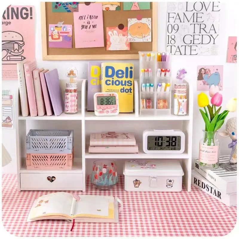 

Dual-layer desk stationery organizer cosmetic storage rack desktop organizer