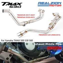 REALZION TMAX 500 530 560 Motorcycle Exhaust Pipe Middle Link Pipe Slip-on Muffler Escape For YAMAHA TMAX530 2008-2016 2017-2021