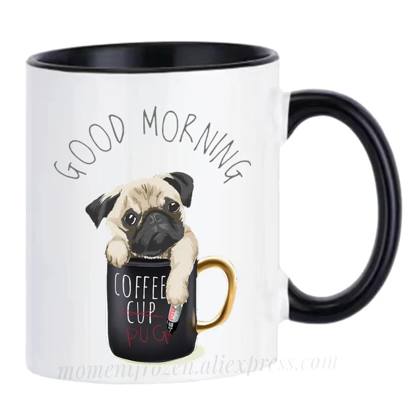 Ceramic Pug Dog Mug, Tea, Milk, Coffee Mugen, Pug, Bulldog, Drinkware, Teaware, Frenchie, Coffeeware, Home Decal, Friend Gifts