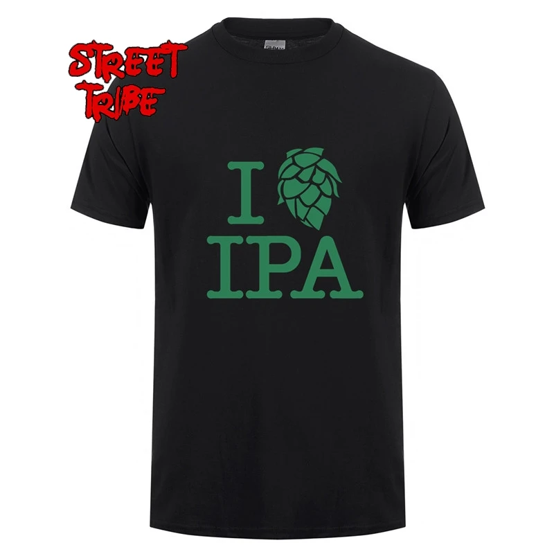 Summer New I LOVE IPA T Shirts Cool Printed Men Crew Neck Cotton T-shirt Man Beer Brewery Tee Shirt