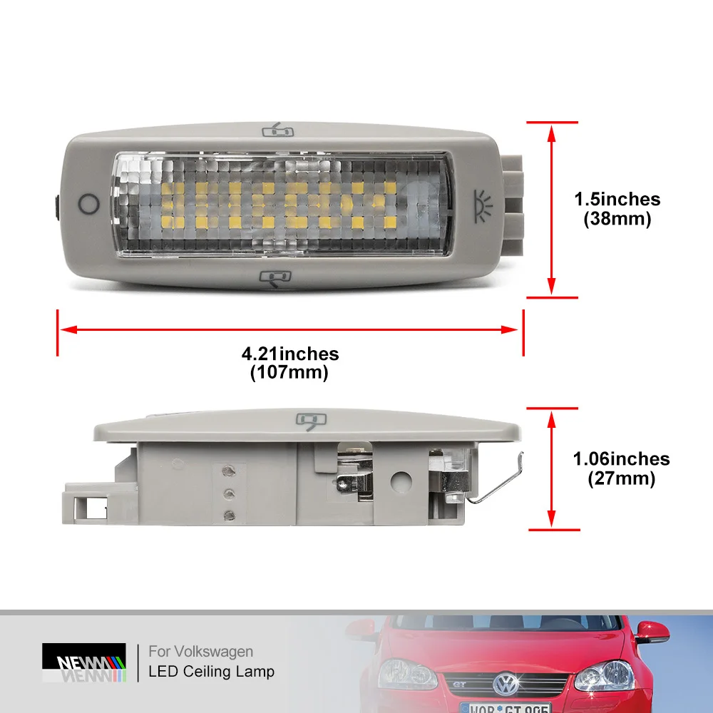 2 pezzi luci di lettura di cortesia a LED per VW Golf Passat Tiguan Beetle Caddy Scirocco Canbus lampade a cupola plafoniere illuminazione cabina