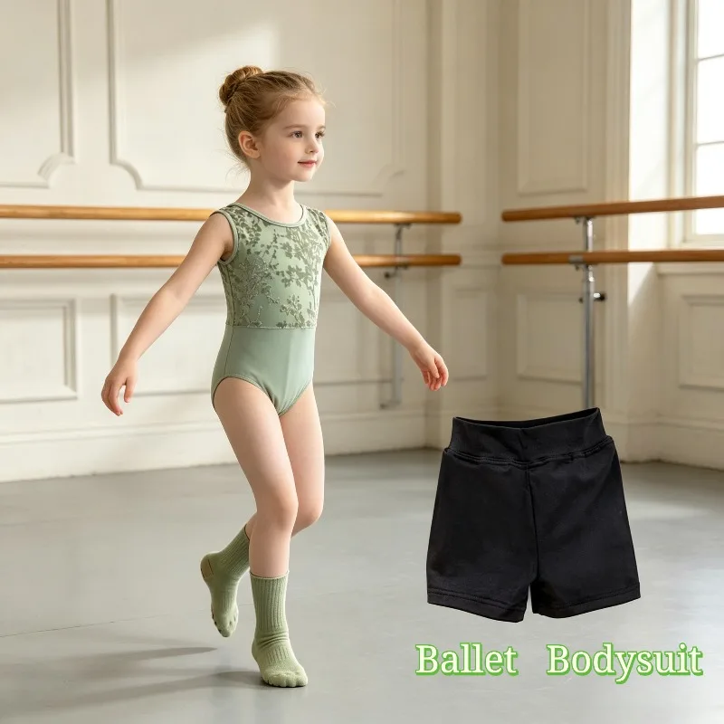 

Jacquard Sleeveless Ballet Leotard with Shorts Socks Training Outfit Soft Stretchy Fabric Practice Stage Show Dance Costume Set
