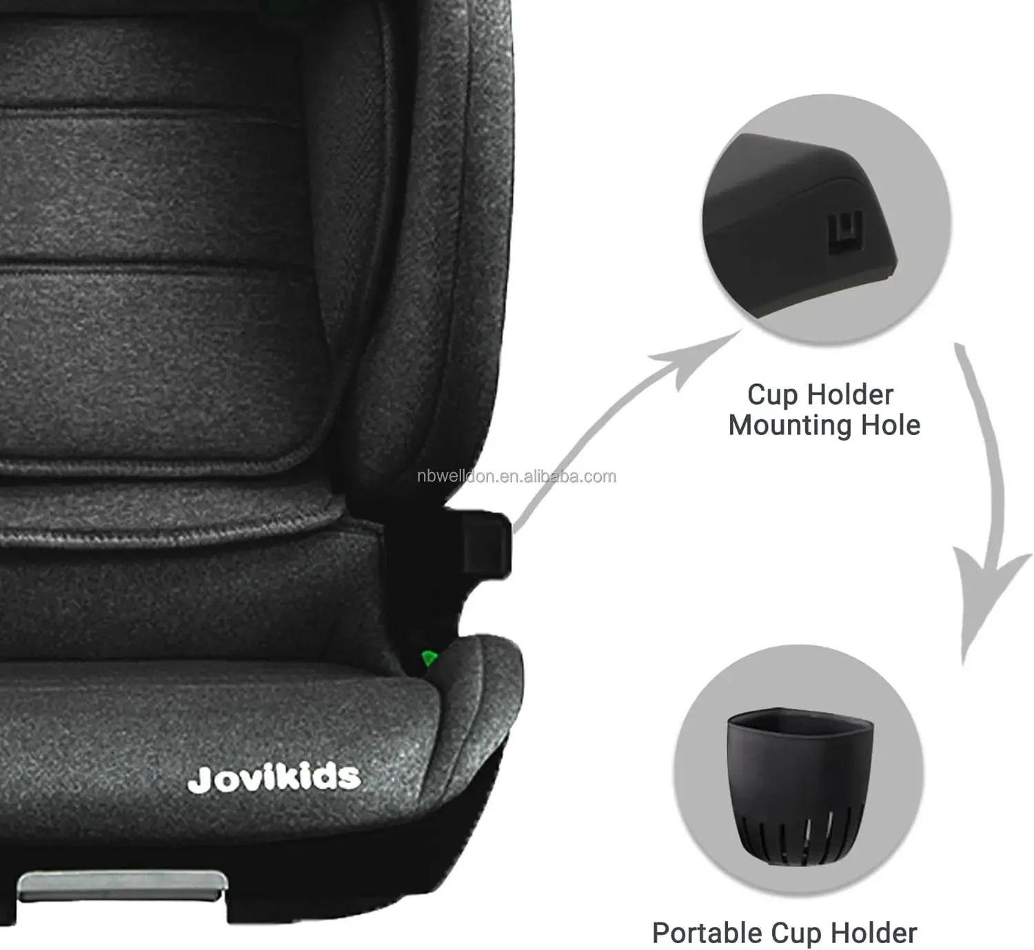 Venta al por mayor de 3 a 12 años Grupo 2/3 Silla de asiento de coche para bebés y niños con respaldo alto rosa i-size con ISOFIX