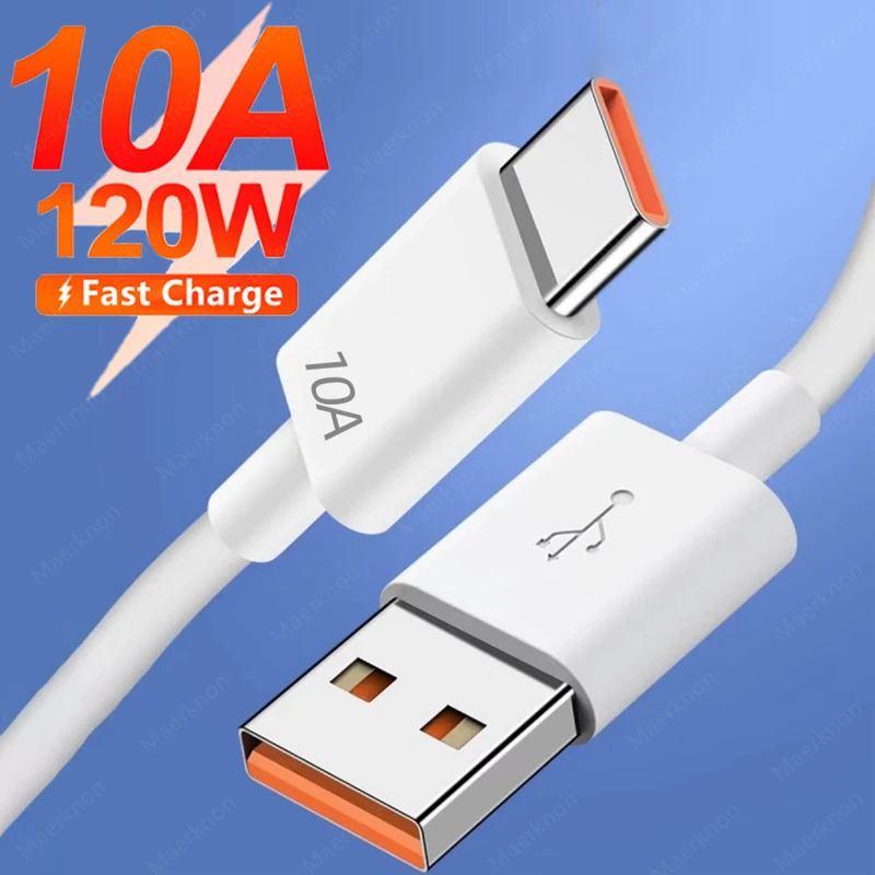 10A 120W USB Type C Cable Fast Charging Wire For Huawei Mate 40 Honor Xiaomi Samsung Quick Charge USB C Phone Charger Data Cord