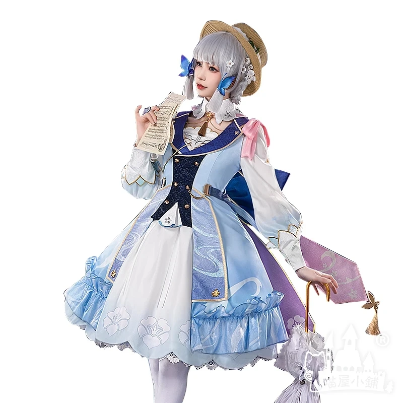 COS-KiKi-Costume Cosplay pour Femme, Tenue de ix, Genshin Impact Kamisato Ayaka, Temps de Floraison, Lettre Entrante, Jeu Trempé, Robe Lolita