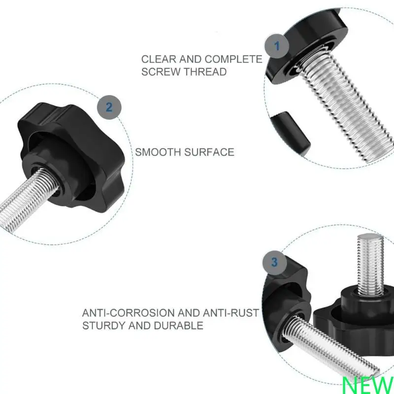 

Star Head Threaded Knurled Thumbscrew Grip Knobs Clamping Screw Clamping Handle