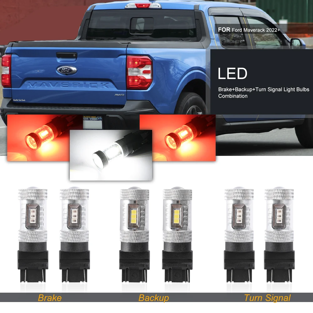 For Ford Maverick 2022+ Led Reverse/Backup, Tail Brake, Rear Turn Signal Light WT21W WT21W/7W WT21/7W Canbus Auto Lamp Bulbs