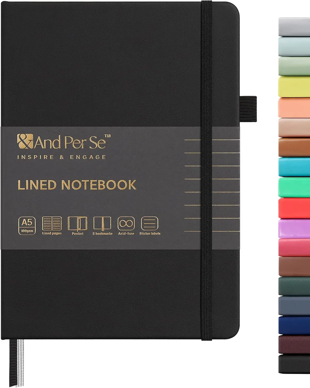 

Lined Journal Notebook 160 Pages A5 5.7x8 Inches College Ruled Thick Paper Hardcover Notebook for Writing Office School Black