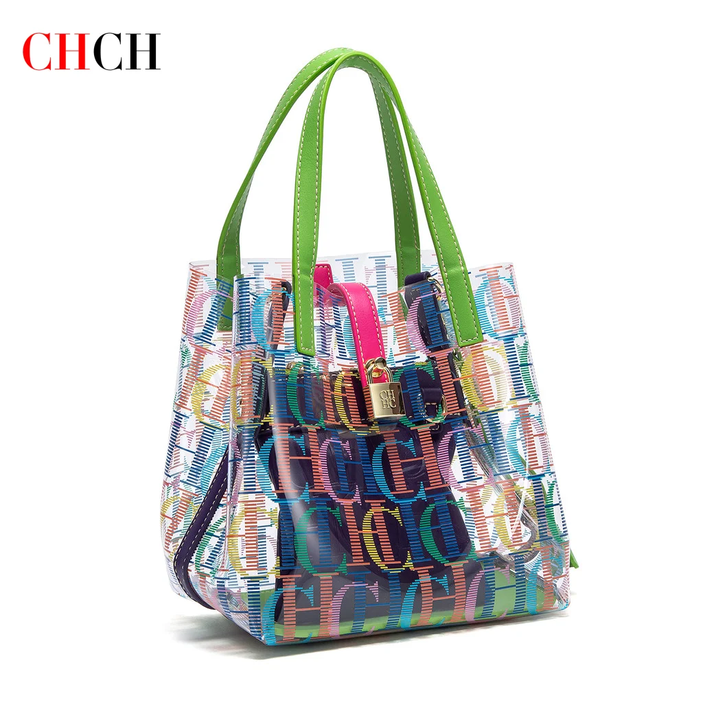 CHCH Women's Tote Bag New PVC Transparent Bag Leisure Beach Bag Waterproof