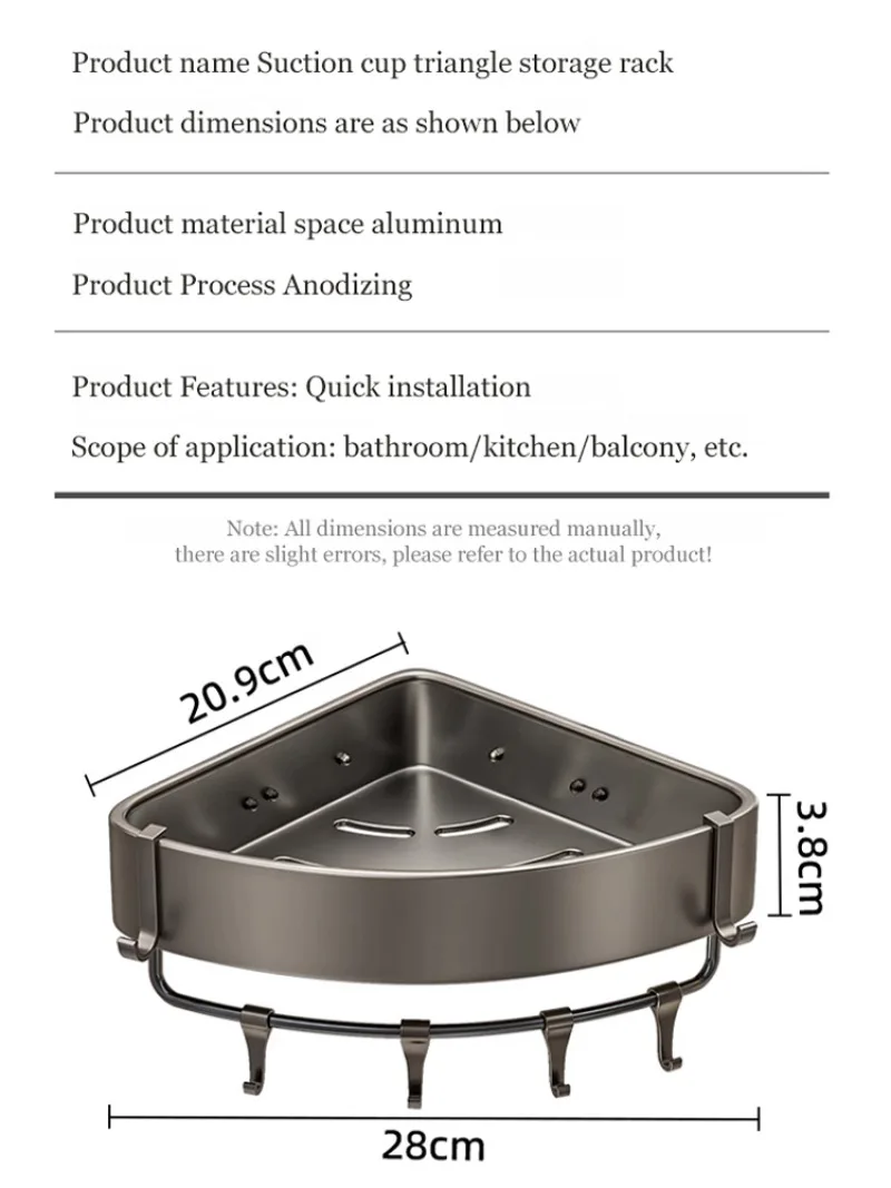 Huishoudelijke zuignap badkamerplanken gratis badkamer toilet hoekplank ruimte aluminium wandgemonteerde opbergrekken