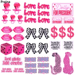 10PCS Pink Love Bow Dice Ring Haftowane naszywki na odzież Kapelusz Plecak Naklejki Cartoon Pink Style Patch Iron On Patches DI