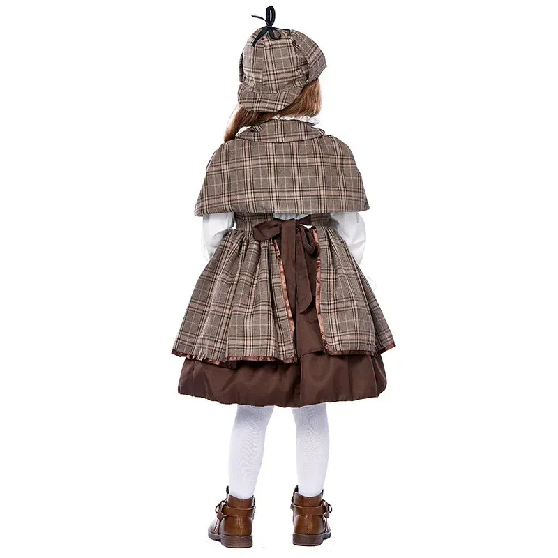 Girls Detective Cosplay Costumes Lolita British College Style Girl Detective Dress Uniforms Girls Party Costumes F