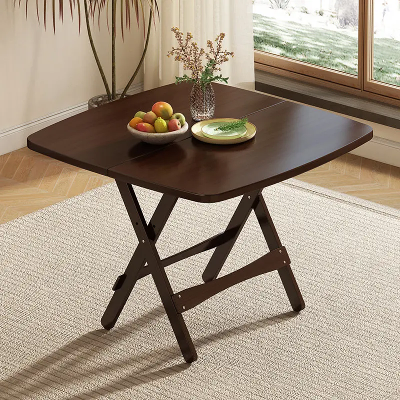 Bamboo Folding Table, Solid Wood Portable Desk for Picnic Camping, Space Saving Indoor Outdoor Side Table, Adjustable Height