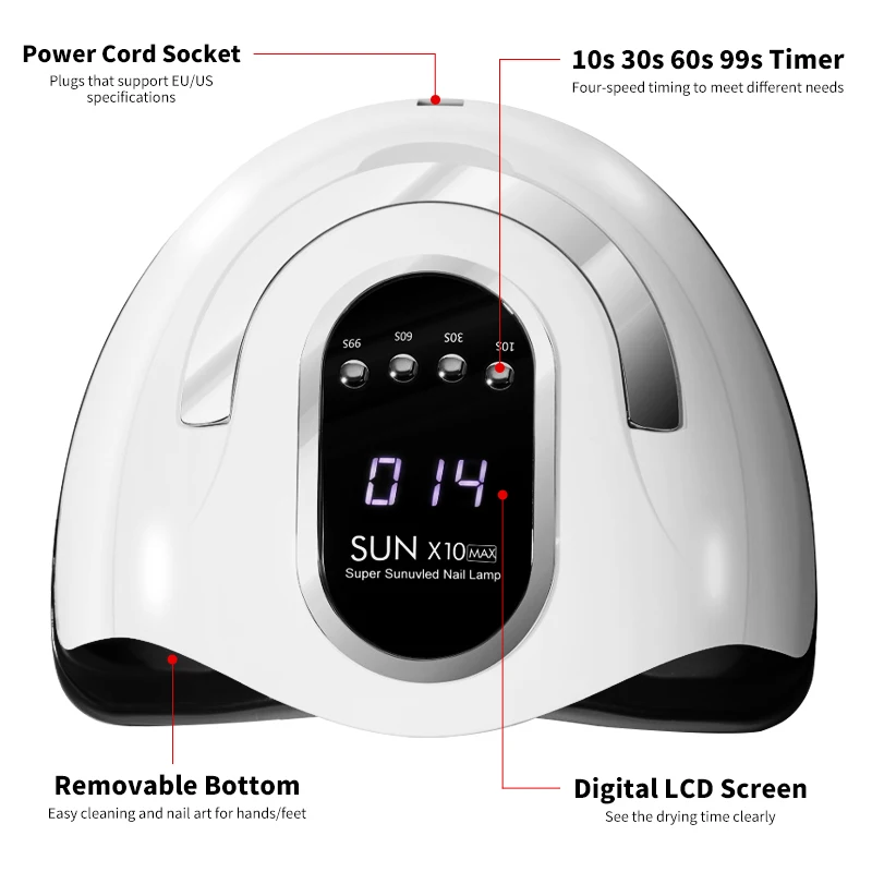 66 LED Lampada per unghie ad alta potenza Asciugacapelli professionale per gel UV LED con 4 timer e sensori Strumento per salone di luce per polimerizzazione manicure