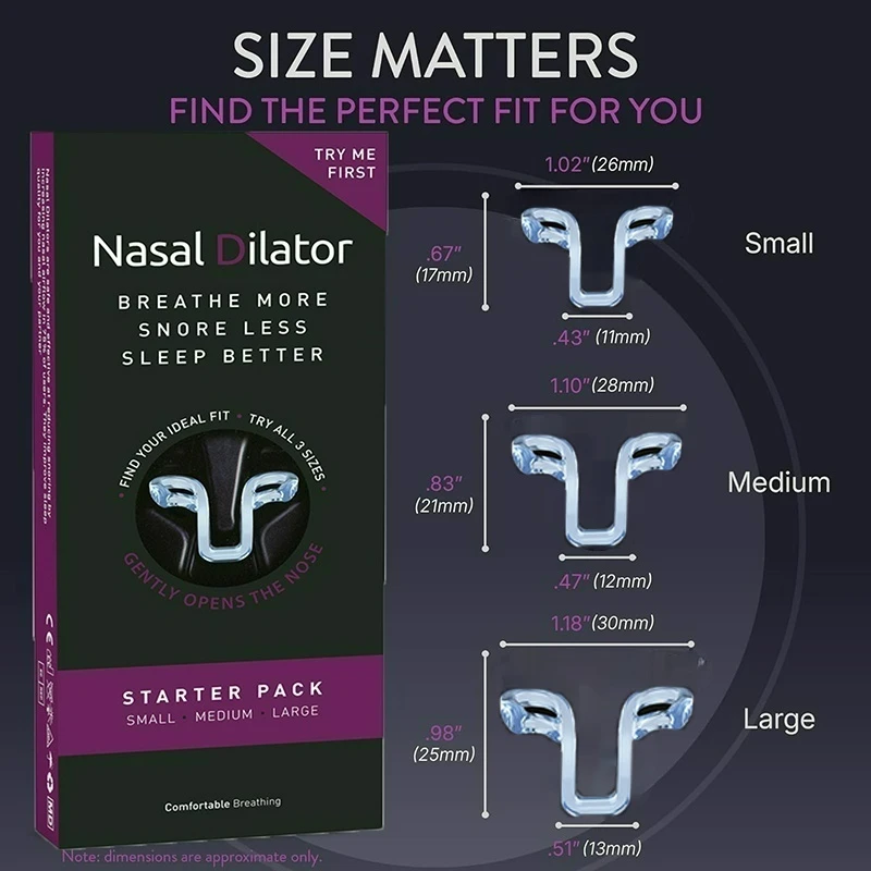 Dispositivo de parar de roncar, 3 tamanhos, clipe de nariz elástico de silicone, suprimentos anti-ronco, dilatador nasal para melhor sono e fluxo de ar aprimorado