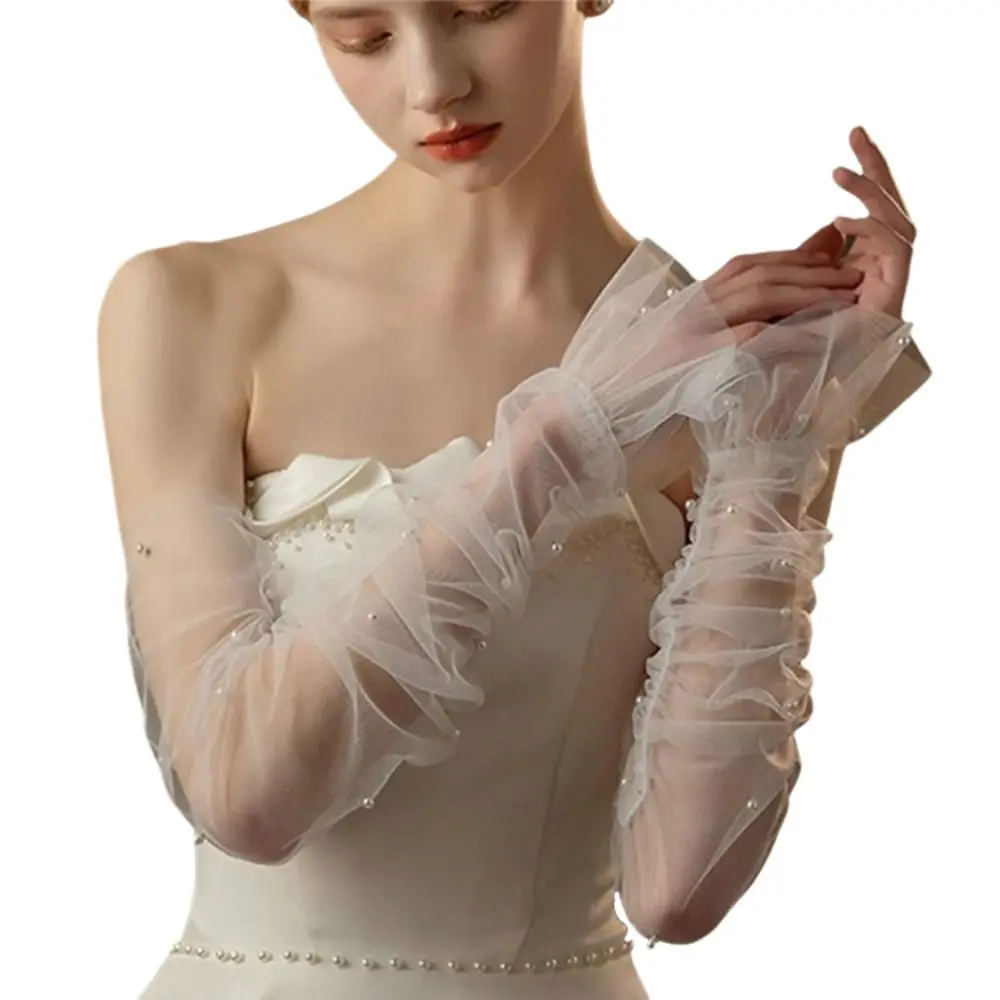 

Lace Bridal Long White Gloves White Costume Accessory Fake Sleeves Cuffs Versatile Brides Arm Cuffs Women,Brides,Bridesmaid