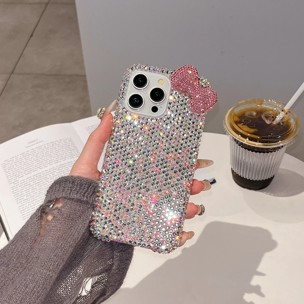 3D Glitzer Schleife Diamant Kristall Handyhülle für iPhone 13 12 15 14 16 Plus 17Pro 18 Pro Max Air 11 Stoßfeste Bling Schutzhülle – Detail 11
