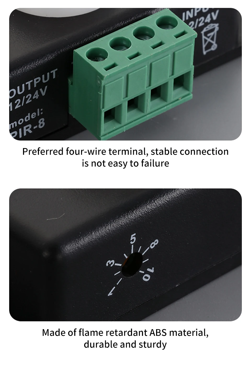 DC 12V 24V PIR-Bewegungssensor-Schalter, 120 Grad Infrarot-PIR-Bewegungssensor für LED-Licht, automatisch einstellbarer Bewegungssensor – Detail 10