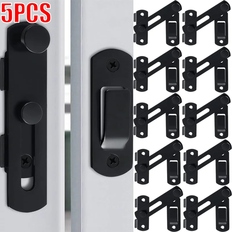1-5pcs Stainless Steel Gate Latch Bolt 180° Sliding Barn Door Latches for Locking Safety Garden Window Door Cabinet Closet Lock