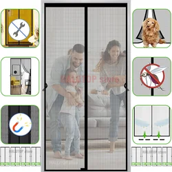 Tool-free Reinforced Magnetic Screen Door Curtain Mosquito Net Anti Bug Fly Partition Curtain Mesh Automatic Closing Door Screen