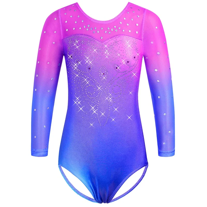 BAOHULU Original Long Sleeve Ballet Leotard Toddler Girls Cartoon Pattern Gymnastics Leotard Fitness Ballet Dance Costumes