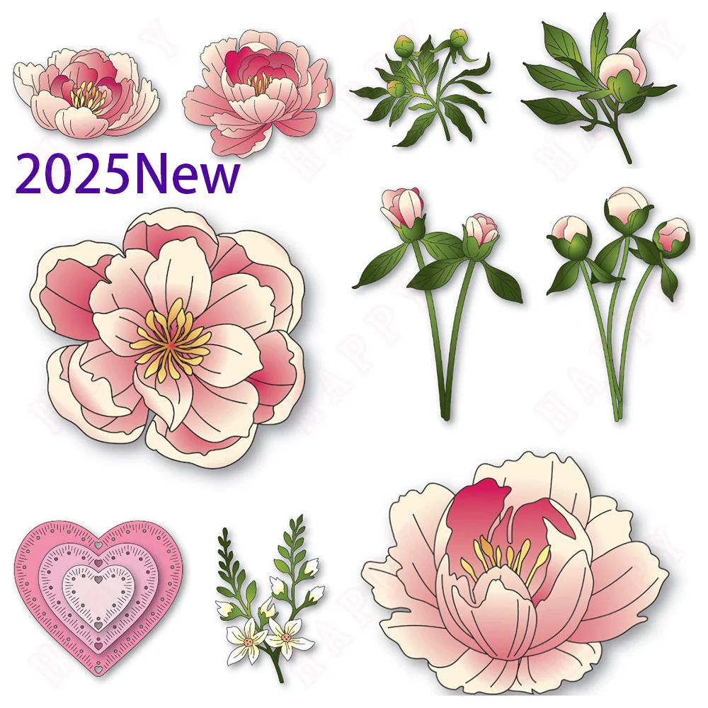 

Elegant Peony Blossom Dies Metal Cutting Dies Peony Bud Duo Scrapbook Craft Decoration Embossing Template DIY Handmade 2025 New