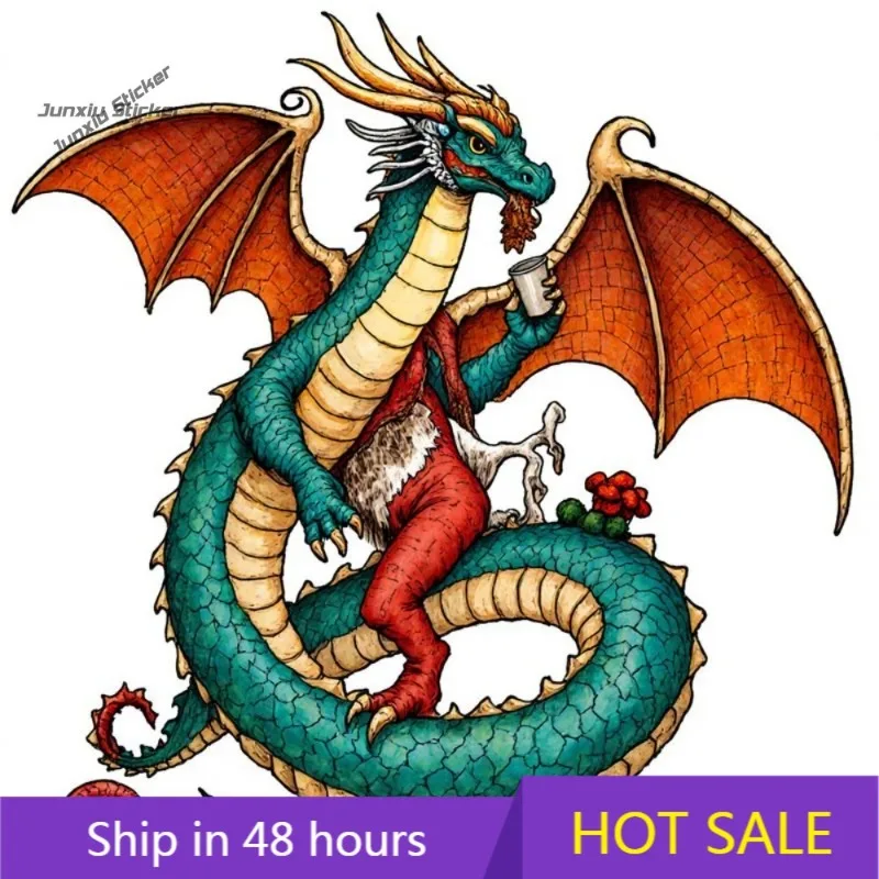 Car Vinyl Decal - Vibrant Fantasy Dragon Design, Self-Adhesive Car Windows, Vehicle Body, Trucks Stylish Auto Decoration.