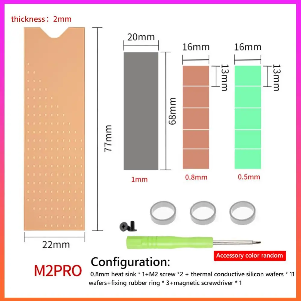 銅製 SSD ヒートシンク サーマルシリコンパッド付き ヒートクーラー ラジエーター ラップトップ デスクトップ 0.8mm/1mm/2mm M.2 2280 SSD用