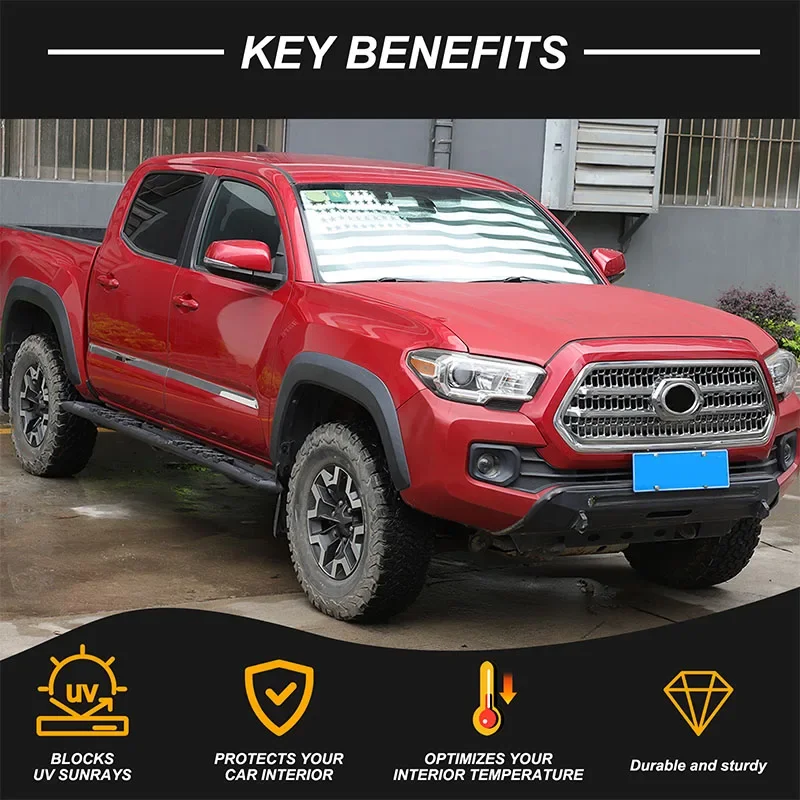 

aluminum foil Silver Car Front Windshield Thermal Curtain Shading Sunscreen For Toyota Tacoma 2006-2022 Car Accessories