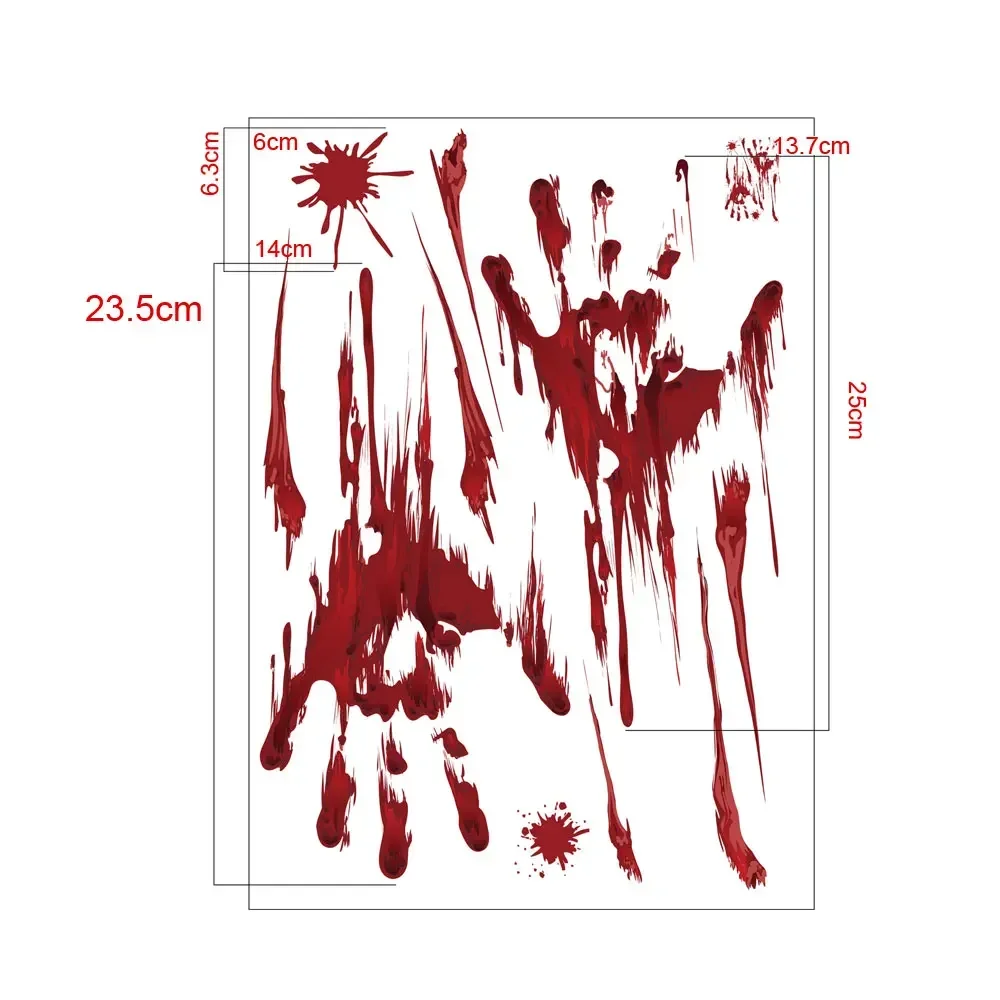 مخيف هالوين ملصقات نافذة الديكور مخيف الدم اليد حزب الشارات الحمراء الدموية اكسسوارات المنزل غرفة المعيشة الديكور