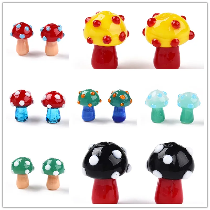 

10Pcs Handmade Lampwork Glass Mushroom Beads Colorful Bumpy Loose Beads For Jewelry Making DIY Bracelets Necklaces Earrings ﻿