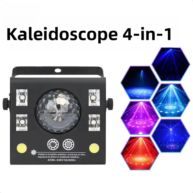 Custom kaleidoscope 4-in-1 ktv pattern laser light, colorful spotlight, home disco magic ball rotating stage light
