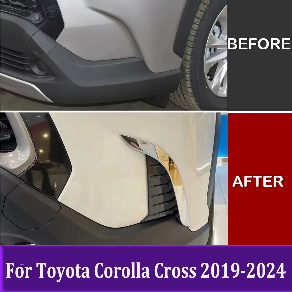 Front Fog Light Lamp Eyebrow Cover For Toyota Corolla Cross 2019-2021 2022 2023 2024 Foglight Trim Sticker Accessories