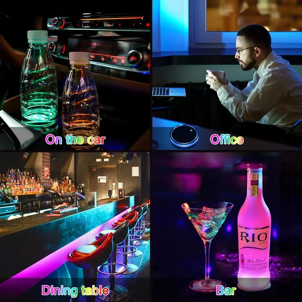 2 قطعة شعار السيارة 7 ألوان كأس الماء كوستر حامل اللون مصباح لتهيئة الجو لسكودا اوكتافيا 3 2 سريع رائع فابيا كودياق كاروك