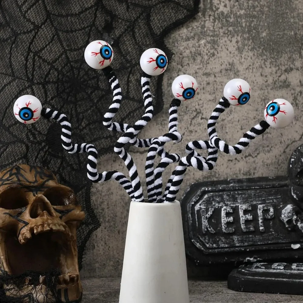 

10/5pcs Halloween Eyeball Branch Set Halloween Spooky Eyeball Picks Table DIY Decor For Flower Vase Floral Arrangements
