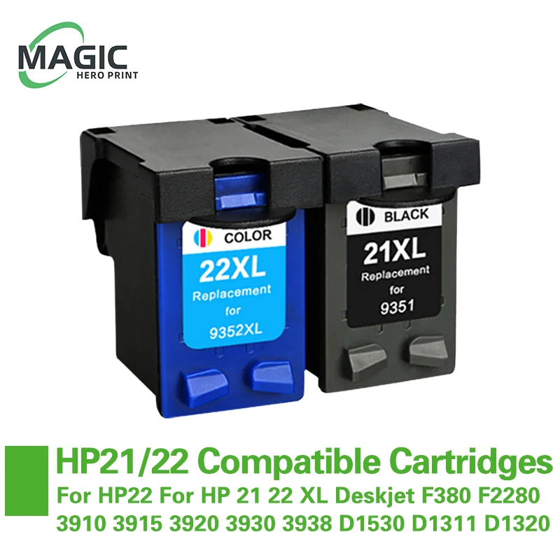 NEW compatible ink cartridges For HP21 For HP22 For HP21XL  HP22XL Deskjet F380 F2280 3910 3915 3920 3930 3938 D1530 D1311 D1320