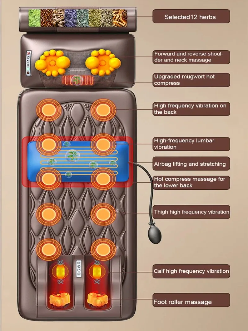 Home Massage Machine Hot Compress Multifunctional massage cushion Massage Machine Full Body Mattress