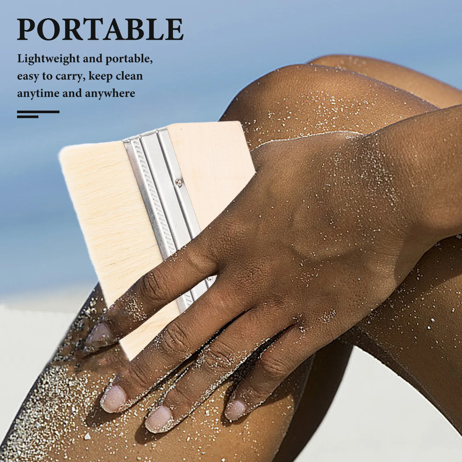 

Soft Bristle Beach Cleaning Brush for Sand Removal Portable Compact Size Ideal for Foot and Body Clean After Beach Games Travel