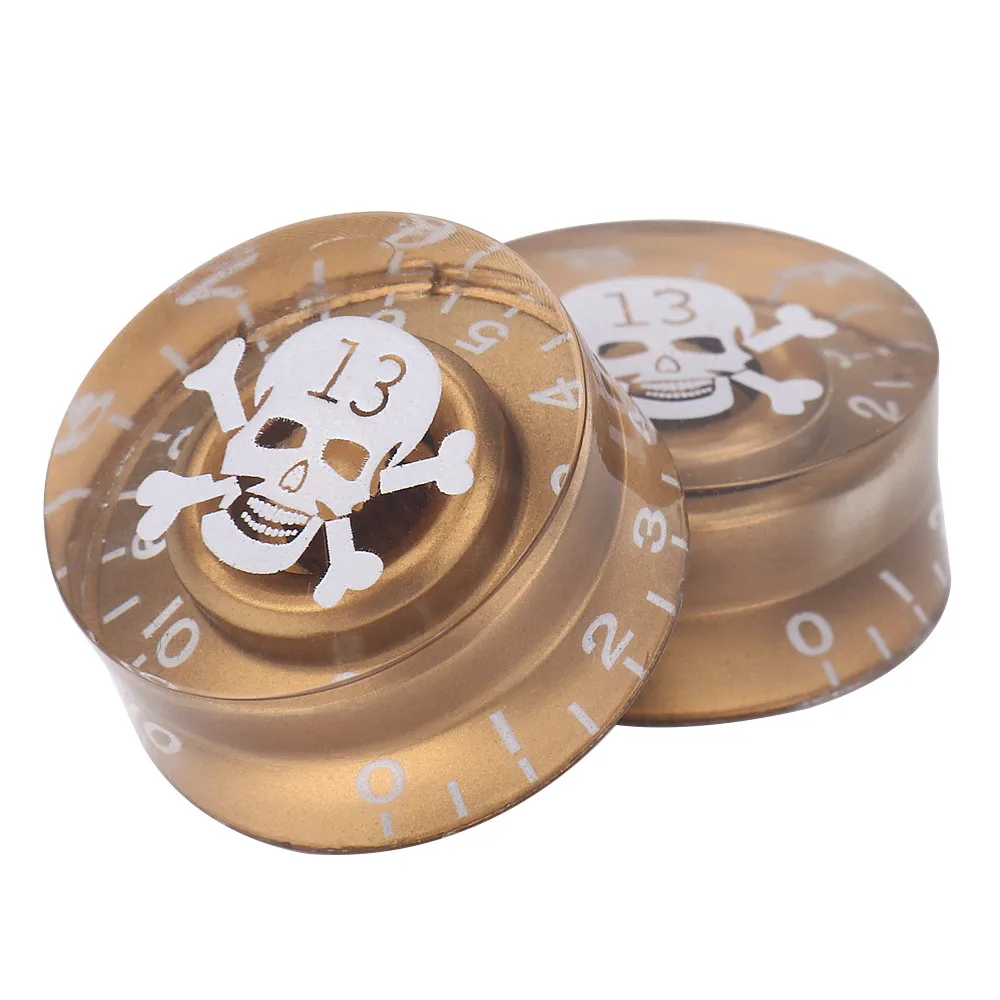 4Pcs Skull Head Electric Guitar Bass Knobs Speed Volume Tone Control Knobs Gold #3