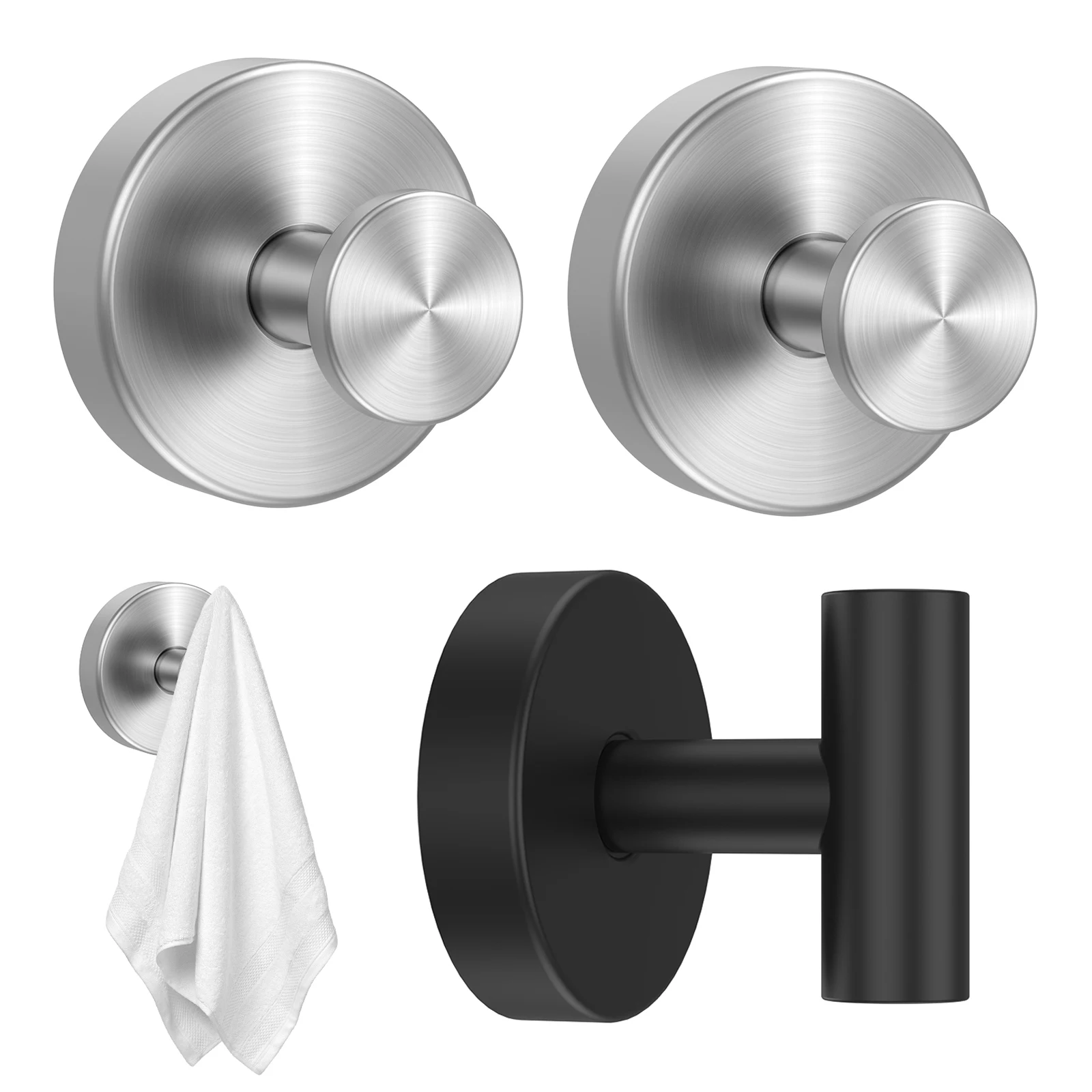 

2-6Pcs Suction Cup Towel Hook Bathroom Coat Robe Hook Stainless Steel Wall Mounted Door Hanger Towel Wall Hanger Accessories