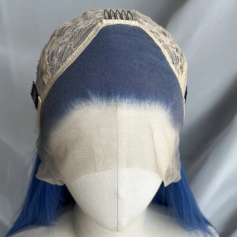 Zizi 2025 Royal Blue Lace Front 13*4 pelo largo liso fibras resistentes al calor peluca sintética de alta calidad pelucas Cosplay Jinx
