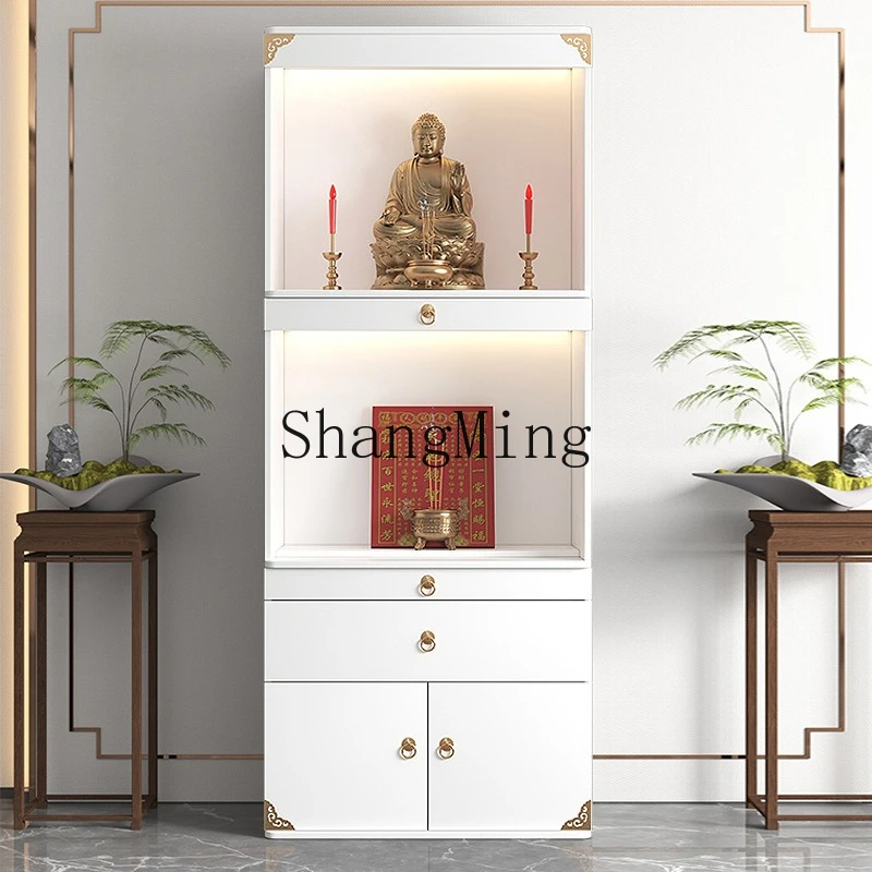 

ZYY new Chinese vertical cabinet Buddhist niche double-layer modern simple household three-layer Bodhisattva table god