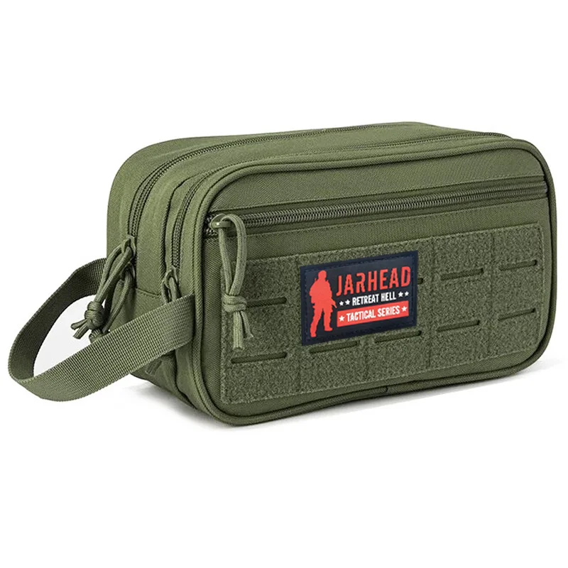 Double Zipper Nylon EDC Tactical Bag Outdoor Accessory Pouch Molle Admin Bag For Travel Camping Hiking Hunting Daily Use